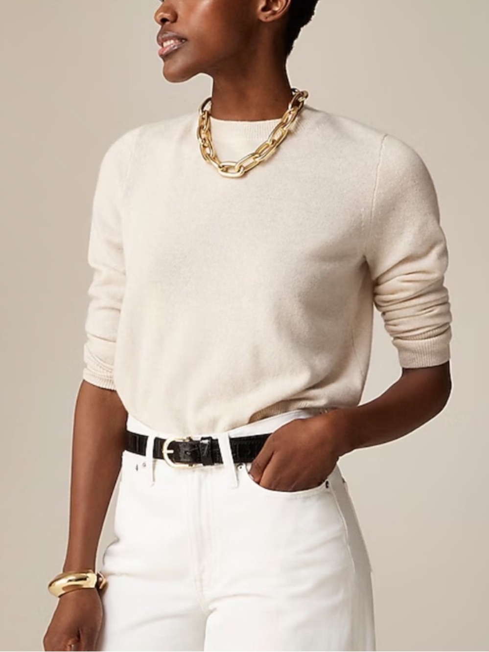 J. Crew | 100% Cashmere Ivory Classic Fit Pullover Crewneck Sweater